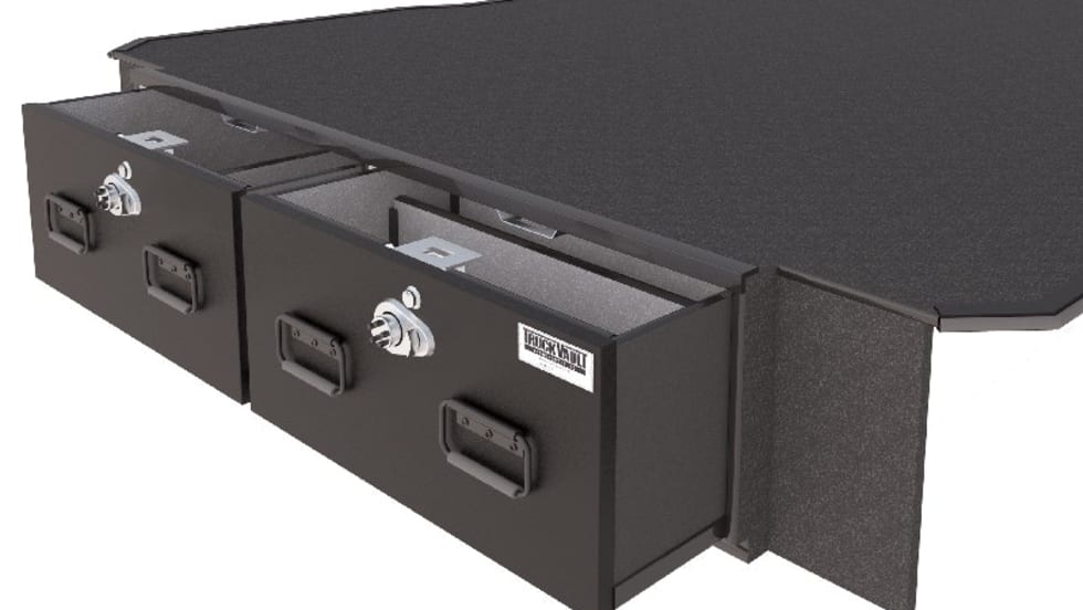 TruckVault created its own patented technology, Strike Guard, an interlocking strike system to prevent thieves from being able to pry open a vault. [|CREDIT|]Photo: TruckVault