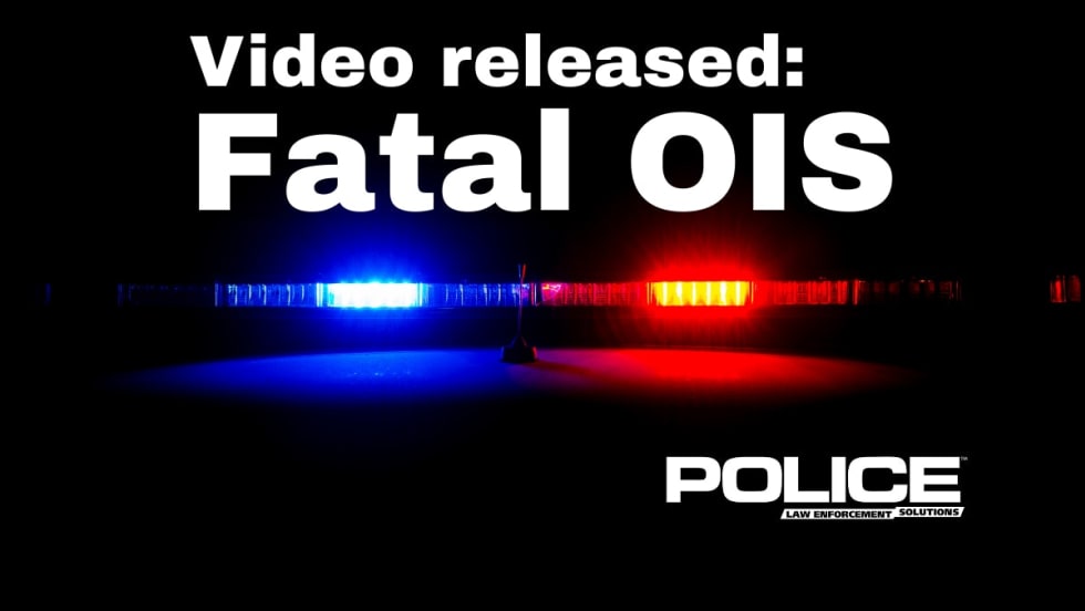 Police emergency light bar with 'Fatal OIS' video release announcement