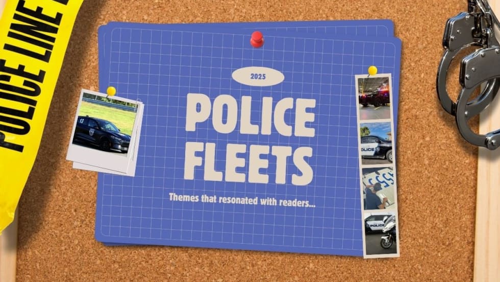 a bullet board with police pictures of vehicles plus handcuffs and police tape. 