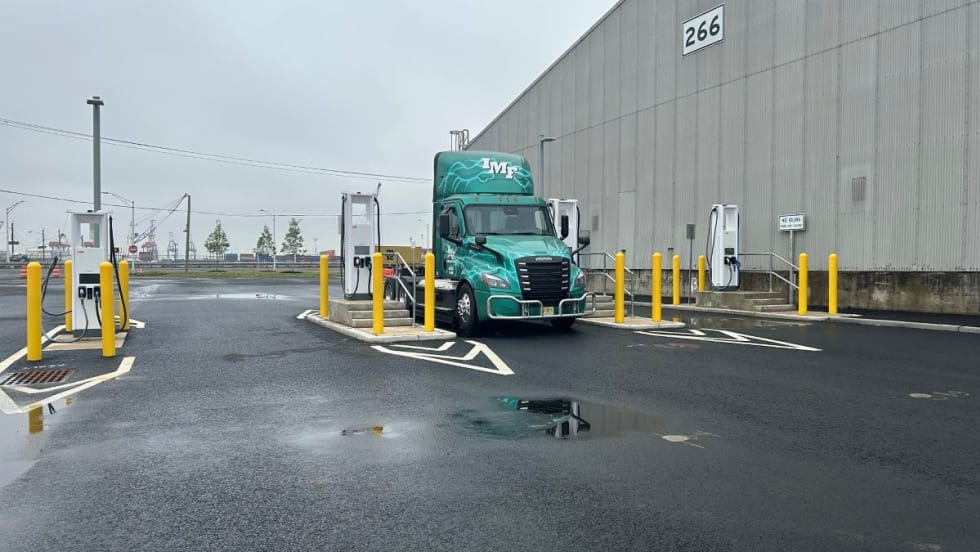 Port of Newark EV truck charging station. 