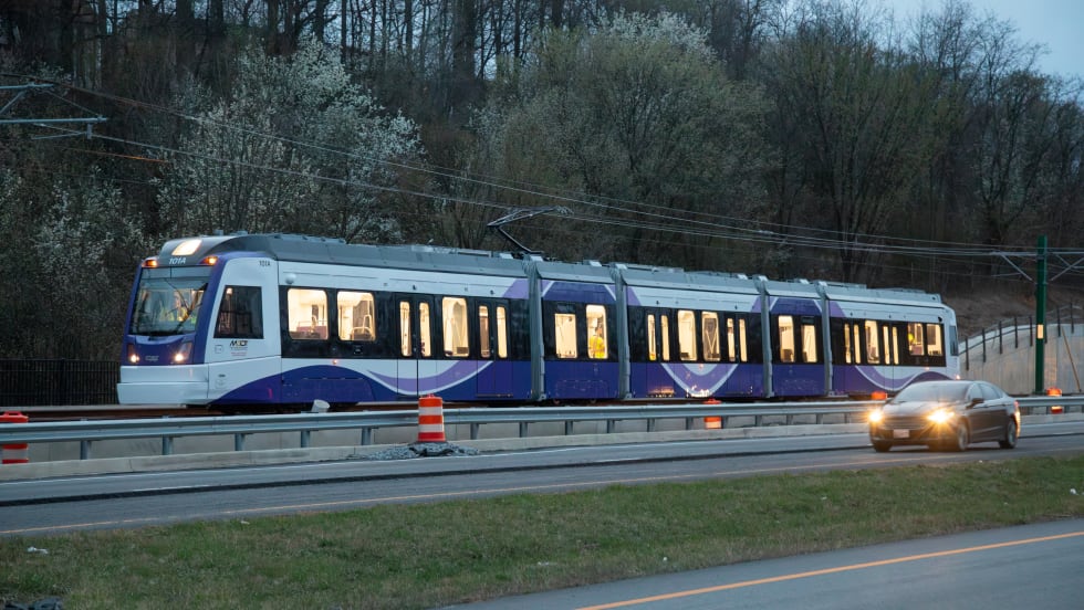 Purple Line train in testing