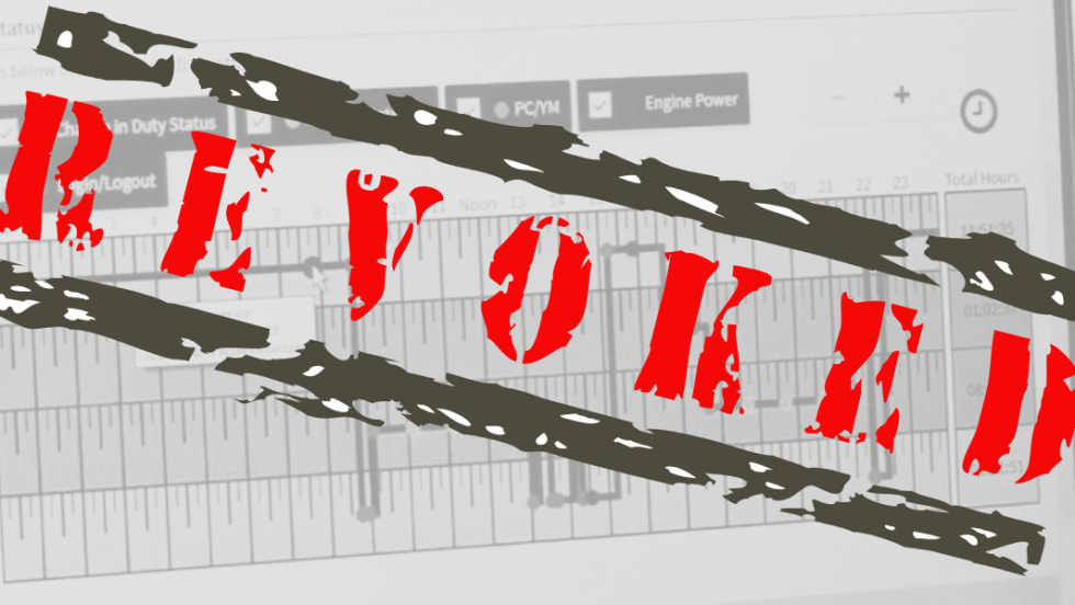 Illustration of a driver hours of service graph with the word Revoked stamped on it