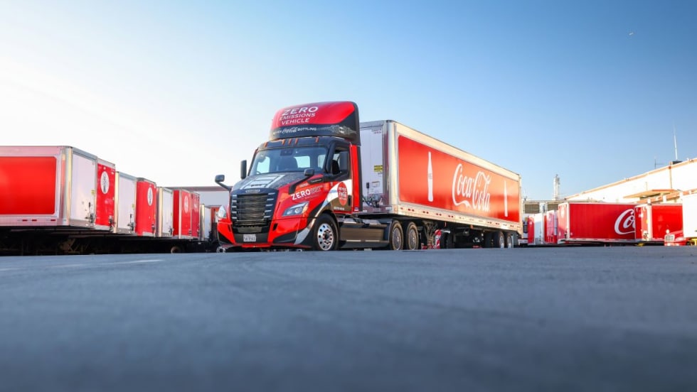 Red Battery-Electric Coca-Cola truck