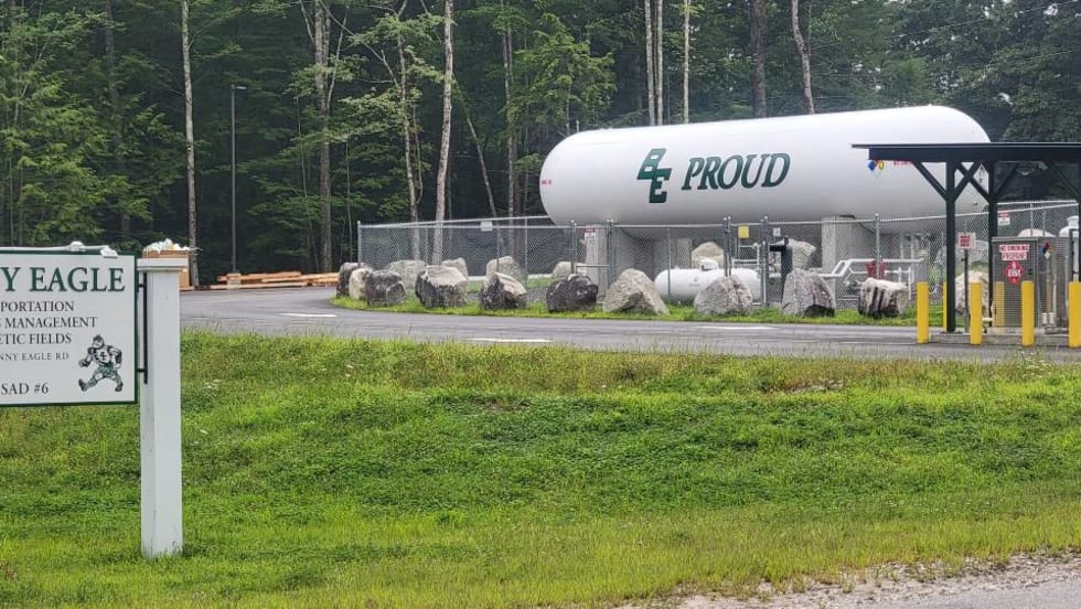The propane fueling tank at Bonny Eagle School District.