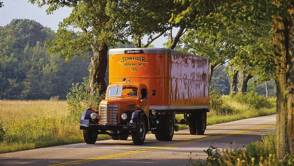 Schneider National historic trucks.