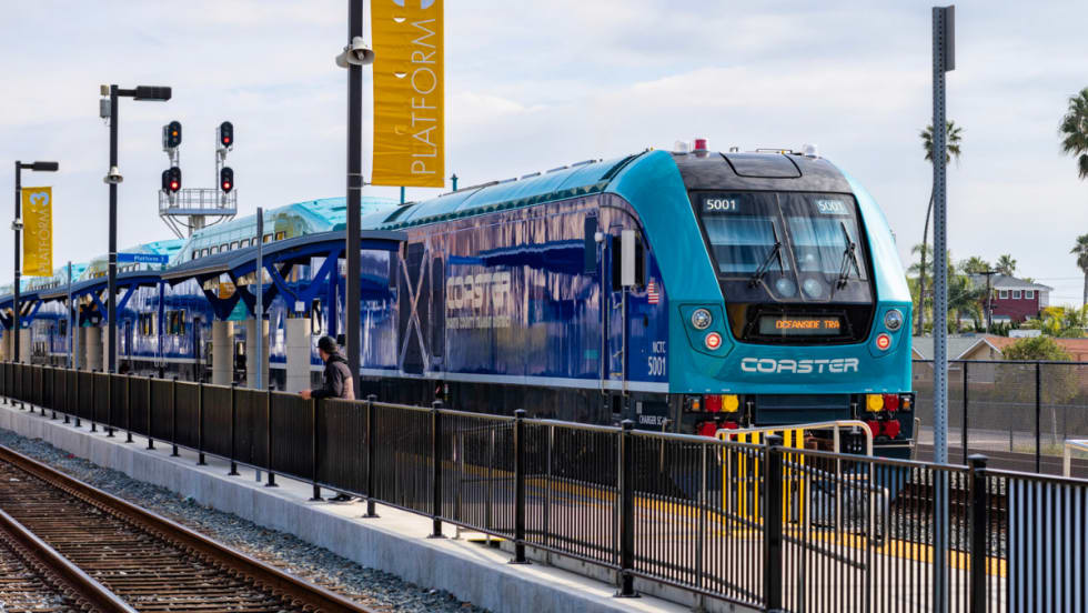 A blue NCTD commuter rail.