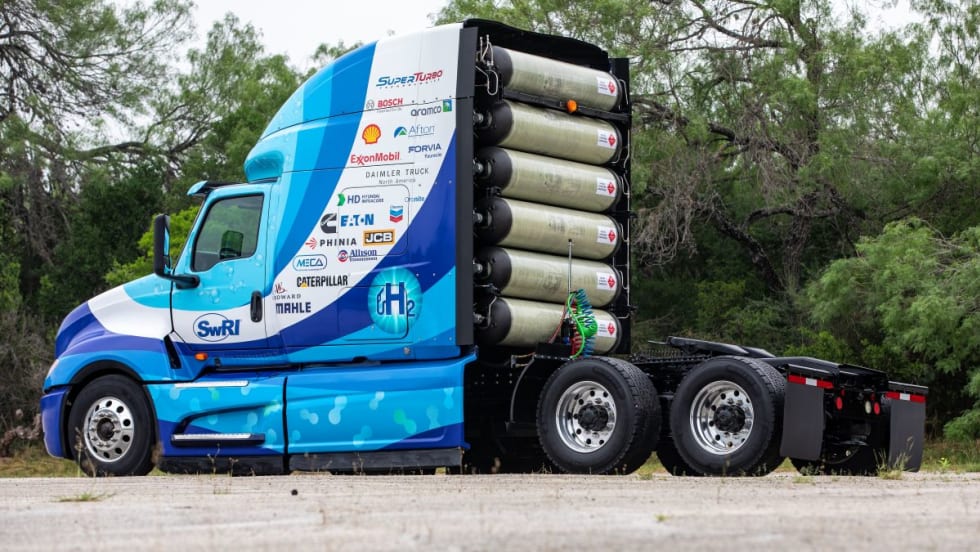 SwRI hydrogen engine research truck. 