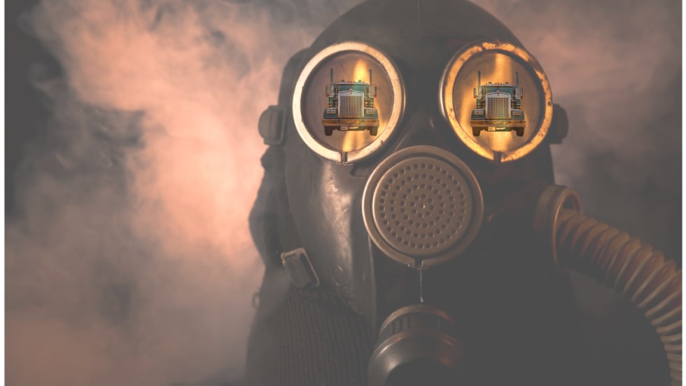 A person in a gas mask.