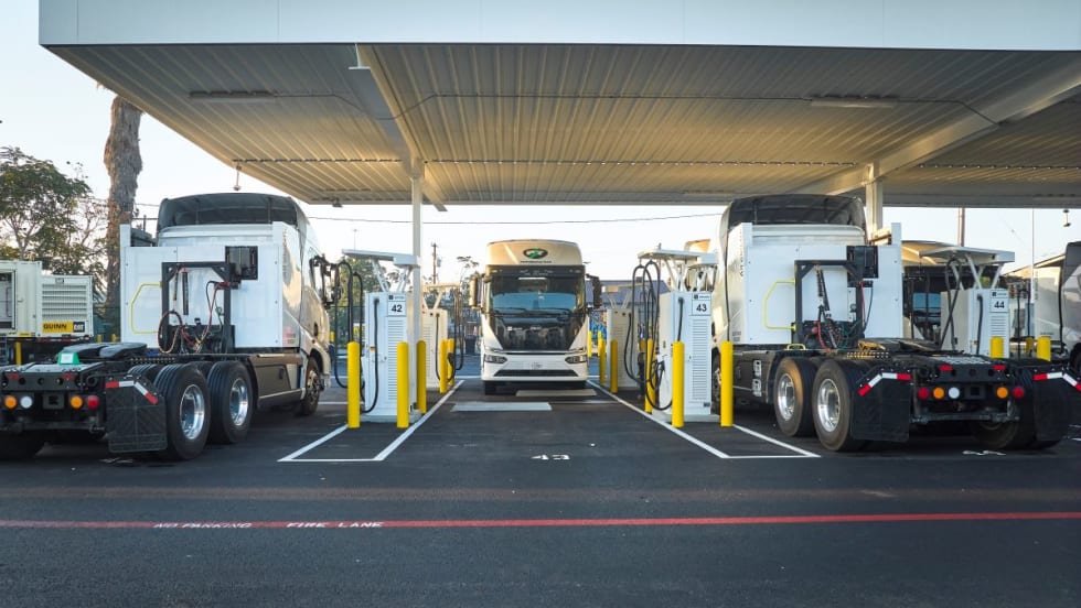 Electric trucks charging.