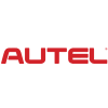 Bold red AUTEL logo on a deep black background, modern sans-serif lettering evoking high-tech automotive diagnostics, sleek, professional branding.