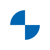 BMW logo with a black circular border containing the letters 'BMW' at the top, and a central circle divided into alternating blue and white quadrants.