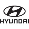 Hyundai logo with a stylized italic 'H' inside an oval above the word 'HYUNDAI' in bold uppercase black letters.