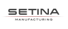 Setina Manufacturing logo with bold gray uppercase 'SETINA' above the word 'MANUFACTURING' in smaller black letters, separated by a thin red horizontal line.