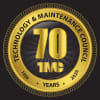 Gold circular emblem with the words 'Technology & Maintenance Council' around the border, featuring '70' in bold gold numbers above the TMC logo. The years 1956 and 2026 appear on either side of the bottom border, with the word 'Years' centered below.