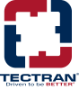 Tectran logo featuring a bold geometric square design in red and dark blue, with the word 'TECTRAN' in uppercase blue letters below and the tagline 'Driven to be BETTER' with 'BETTER' highlighted in red.