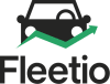 Fleetio logo: stylized car silhouette with a green upward-trending arrow, symbolizing fleet management, vehicle analytics and performance growth.