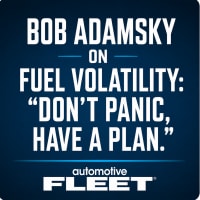 An Automotive Fleet podcast thumbnail on fuel volatility.