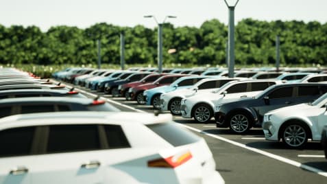 parking lot full of vehicles