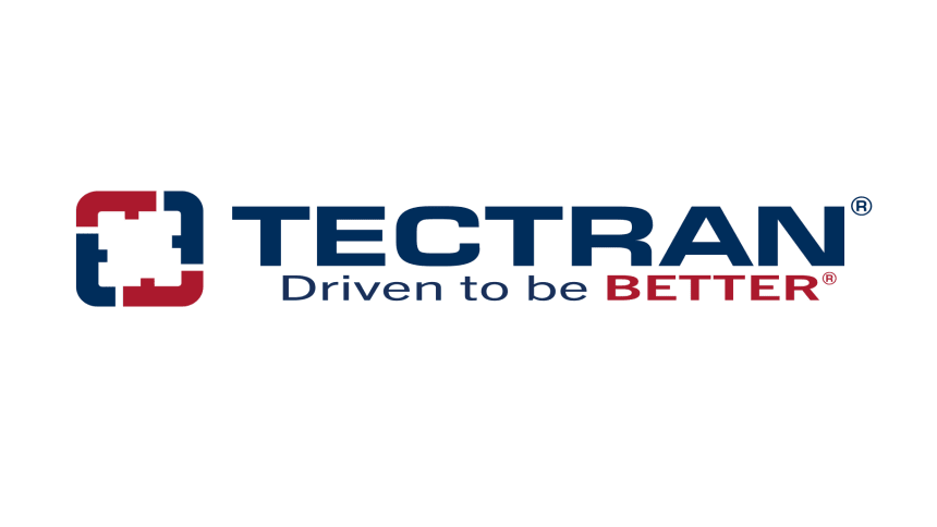 a stylized red and blue square symbol followed by the word “TECTRAN” in bold blue uppercase letters. Beneath it, the tagline “Driven to be BETTER” appears, with “BETTER” highlighted in red.
