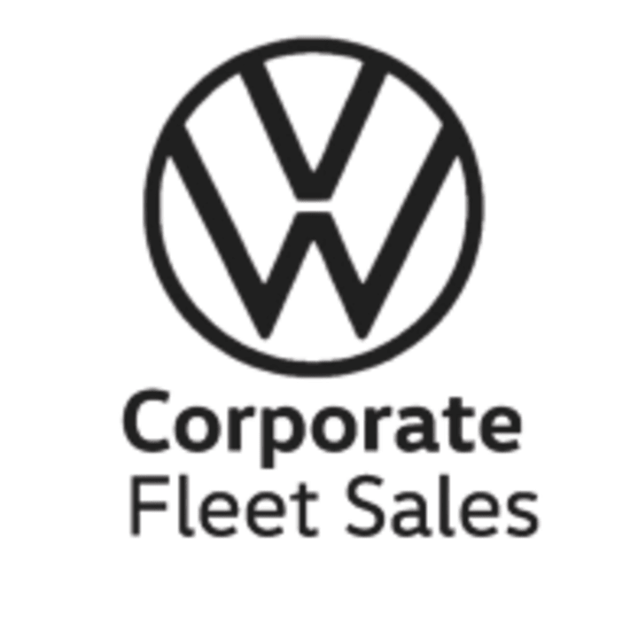 Logo of Volkswagen Corporate Fleet Sales featuring the VW emblem above the text “Corporate Fleet Sales” in black.