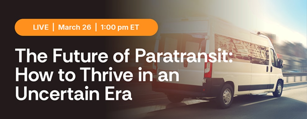 title of the webinar over an image of a transit van on the road