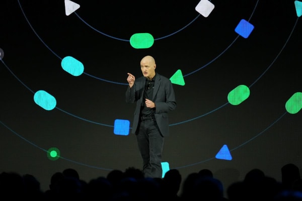 Geotab's Neil Cawse on stage during keynote at Geotab Connect 2026