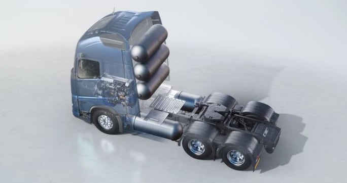Volvo hydrogen-fueled truck.