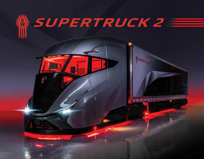 The Kenworth SuperTruck2 with red LED lighting
