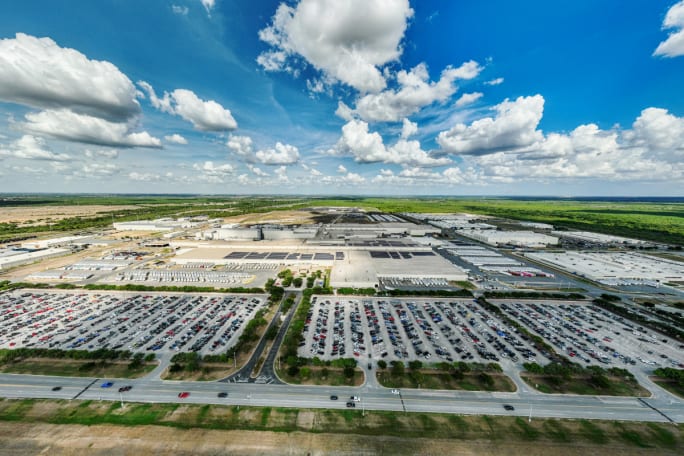 Aerial view of the Toyota Texas campus.