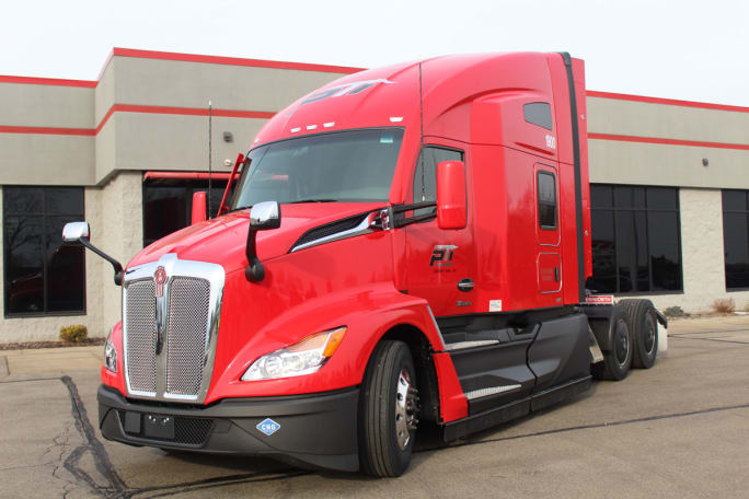 Red Paper Transport truck