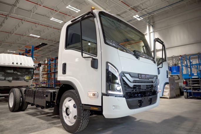 Isuzu NRR-EV truck in factory
