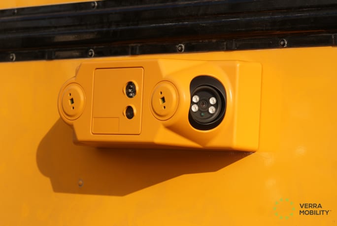 A school bus stop arm camera