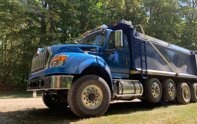 Blue dump truck
