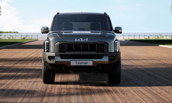 front view of a compact pickup truck by Kia