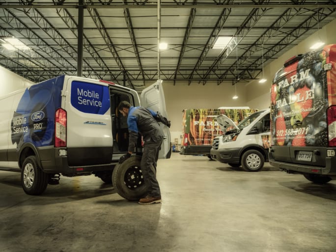 A Ford Pro Mobile Service technician.