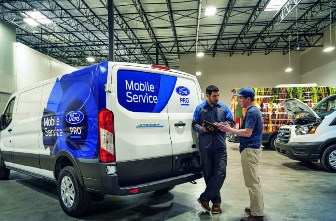 A Ford Pro Mobile Service technician.