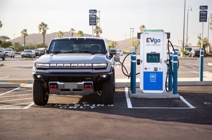 GM vehicle charging at EVGo station