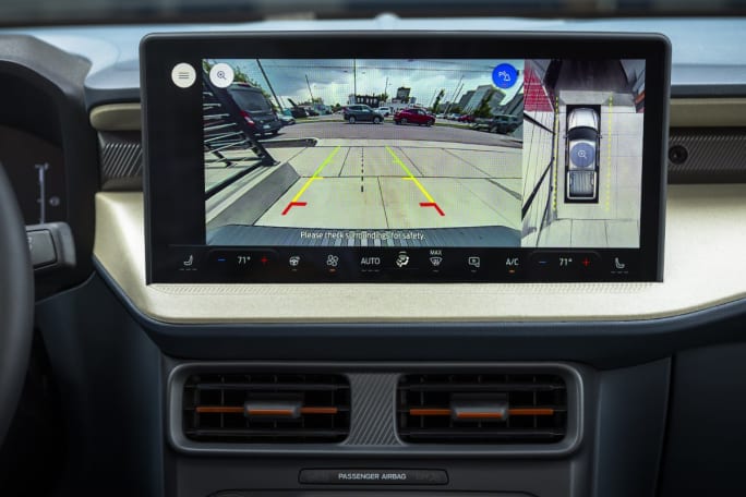 The infotainment screen showing driver assistance technology inside the 2025 Ford Maverick.