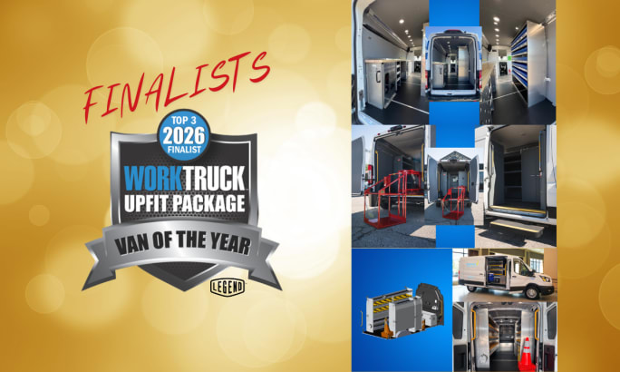 Collage of van upfit finalists showing mobile command stations, cleaning-focused layouts, and irrigation-ready storage systems built for commercial fleet use.