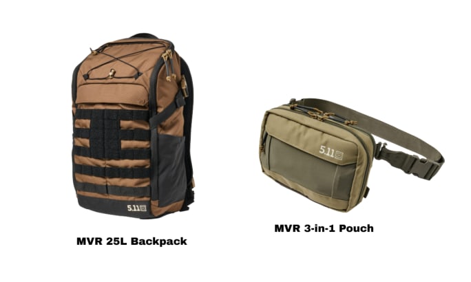 Backpack and fanny pack against a white background.