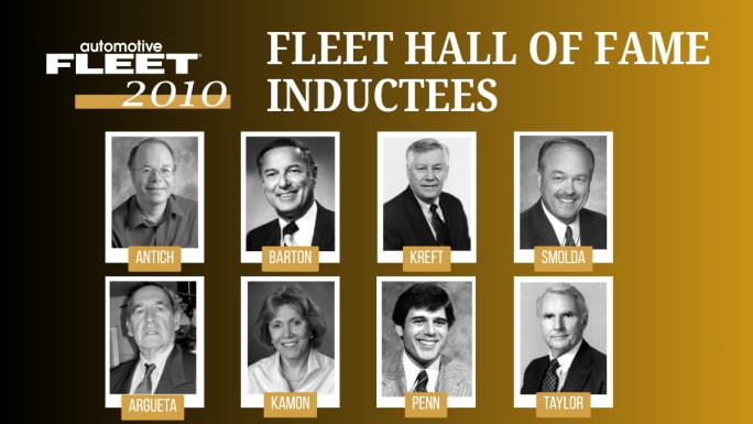 2010 Fleet Hall of Fame inductees Mike Antich, George Argueta, Hal Barton, Helene Kamon, Don Kreft, Sam Penn, Wayne Smolda and Jack Taylor.