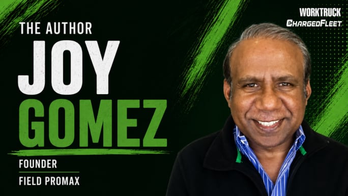 Author graphic featuring Joy Gomez, founder of Field Promax, smiling against a black-and-green Work Truck background.