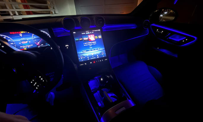 Interior of Mercedes GLC at night