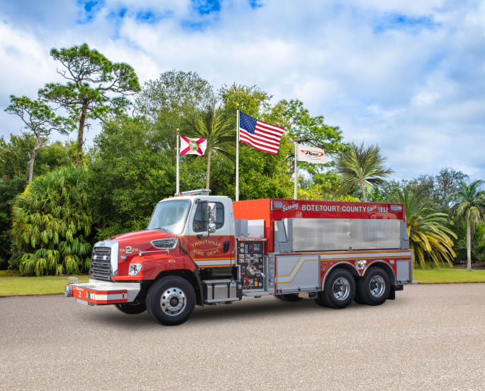 A red Botetourt County Type 2 tanker is shown.