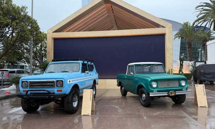 Classic Scout Motors vehicles on display.