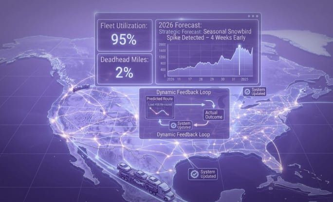 Map of U.S. showing logistics trends and statistics.