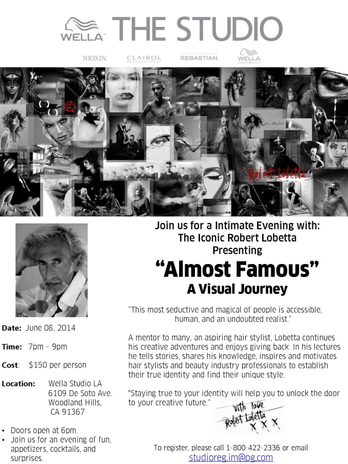 An Evening with Robert Lobetta, June 8, Wella Studio LA