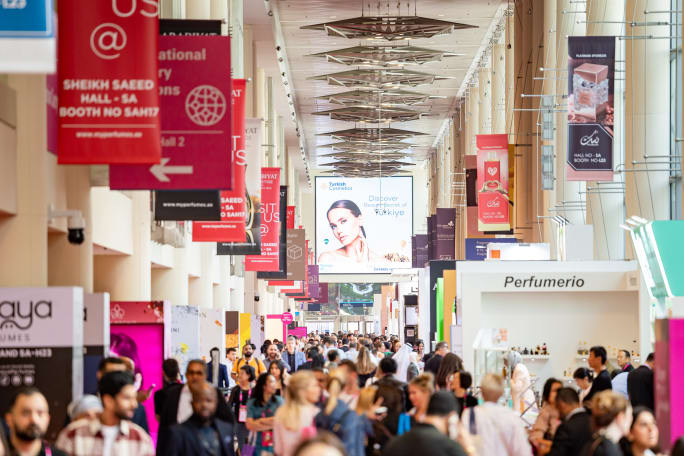 A trade show hallway