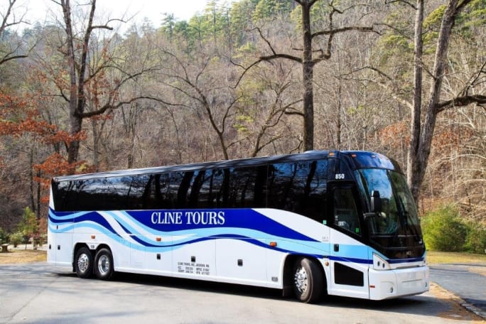 A photo of a Cline Tours MCI J4500 motorcoach