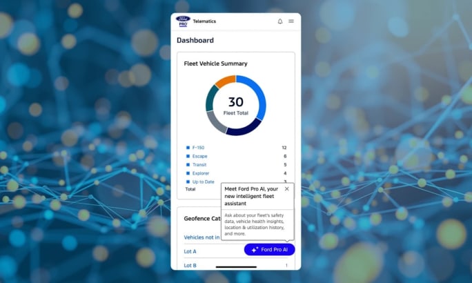 Ford pro AI dashboard mobile version